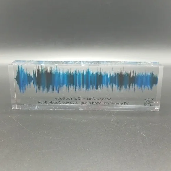 Hand Crafted Acrylic Soundwave Art with Scannable Qr Code with Sonny & Cher Song - Picture 5 of 10